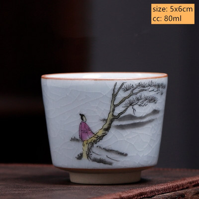 Ceașcă de ceai din ceramică antică chinezească Ru Cuptor cu glazură crăpată cu gheață ceașcă de ceai cu o singură ceașcă bol de ceai personalizate pentru gospodărie