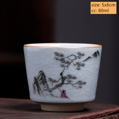 Ceașcă de ceai din ceramică antică chinezească Ru Cuptor cu glazură crăpată cu gheață ceașcă de ceai cu o singură ceașcă bol de ceai personalizate pentru gospodărie