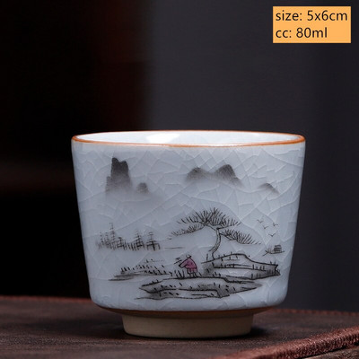 Ceașcă de ceai din ceramică antică chinezească Ru Cuptor cu glazură crăpată cu gheață ceașcă de ceai cu o singură ceașcă bol de ceai personalizate pentru gospodărie