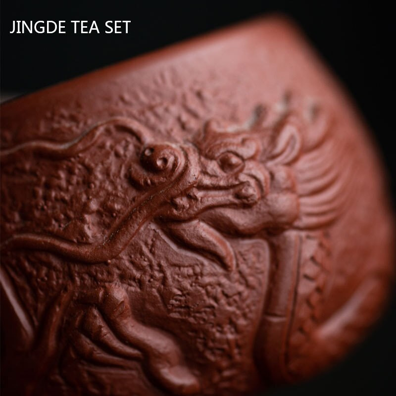 2db Sárkány mintás lila agyag teáscsésze Boutique Kézzel festett teástál Hagyományos teáskészlet Kiegészítők Háztartási személyes teáscsésze