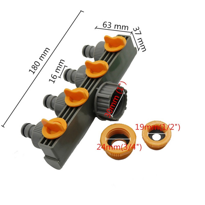 4 utas tömlőosztók 1/2"-3/4"-1" belső menettel Kerti tömlőcsatlakozók Európai szabvány menetes csaptelep adapter 1 db