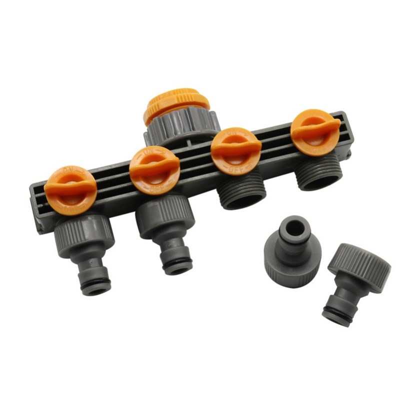 4 utas tömlőosztók 1/2"-3/4"-1" belső menettel Kerti tömlőcsatlakozók Európai szabvány menetes csaptelep adapter 1 db