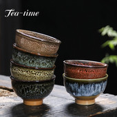 Ceașcă de ceai din ceramică pentru schimbarea cuptorului, 60 ml, glazură Temmoku, porțelan multicolor, cești de kung fu, ceramică, ceașcă maestru japonez, veselă pentru băuturi