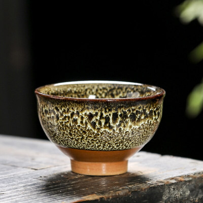 Ceașcă de ceai din ceramică pentru schimbarea cuptorului, 60 ml, glazură Temmoku, porțelan multicolor, cești de kung fu, ceramică, ceașcă maestru japonez, veselă pentru băuturi