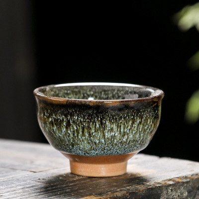 Ceașcă de ceai din ceramică pentru schimbarea cuptorului, 60 ml, glazură Temmoku, porțelan multicolor, cești de kung fu, ceramică, ceașcă maestru japonez, veselă pentru băuturi