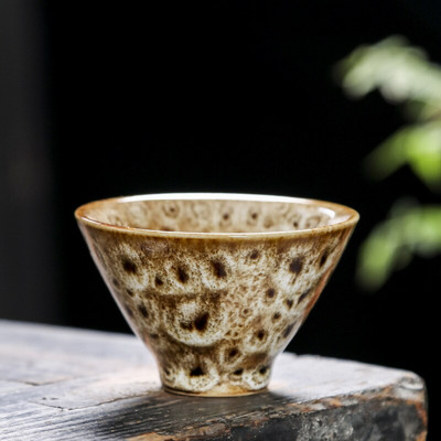 Ceașcă de ceai din ceramică pentru schimbarea cuptorului, 60 ml, glazură Temmoku, porțelan multicolor, cești de kung fu, ceramică, ceașcă maestru japonez, veselă pentru băuturi