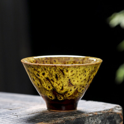 Ceașcă de ceai din ceramică pentru schimbarea cuptorului, 60 ml, glazură Temmoku, porțelan multicolor, cești de kung fu, ceramică, ceașcă maestru japonez, veselă pentru băuturi