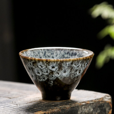 Ceașcă de ceai din ceramică pentru schimbarea cuptorului, 60 ml, glazură Temmoku, porțelan multicolor, cești de kung fu, ceramică, ceașcă maestru japonez, veselă pentru băuturi