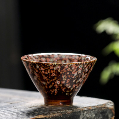 Ceașcă de ceai din ceramică pentru schimbarea cuptorului, 60 ml, glazură Temmoku, porțelan multicolor, cești de kung fu, ceramică, ceașcă maestru japonez, veselă pentru băuturi