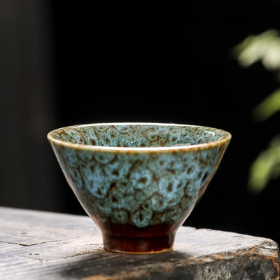 Ceașcă de ceai din ceramică pentru schimbarea cuptorului, 60 ml, glazură Temmoku, porțelan multicolor, cești de kung fu, ceramică, ceașcă maestru japonez, veselă pentru băuturi