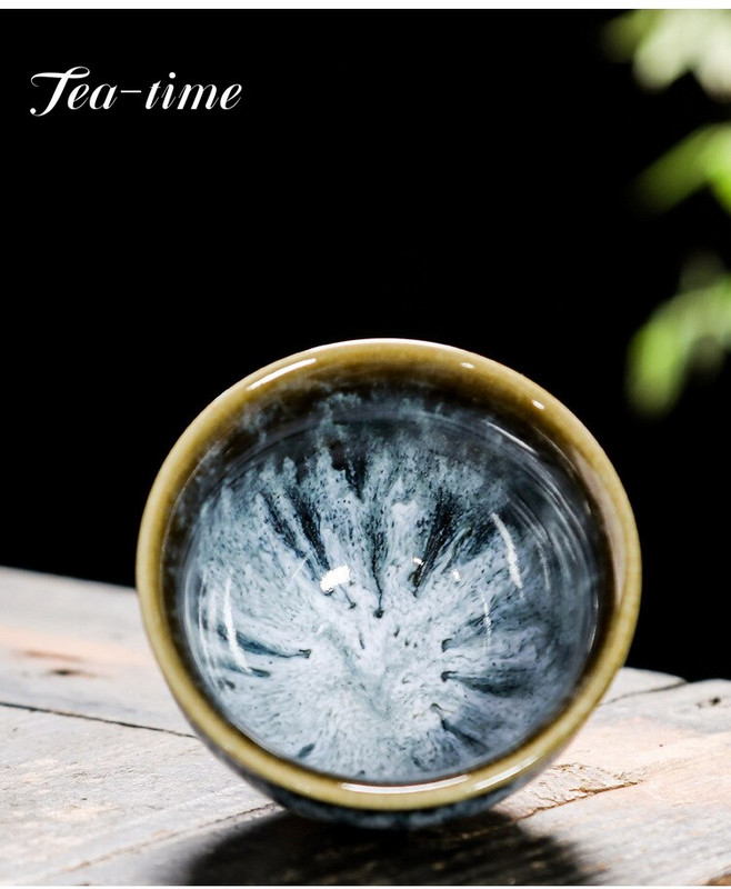 Ceașcă de ceai din ceramică pentru schimbarea cuptorului, 60 ml, glazură Temmoku, porțelan multicolor, cești de kung fu, ceramică, ceașcă maestru japonez, veselă pentru băuturi