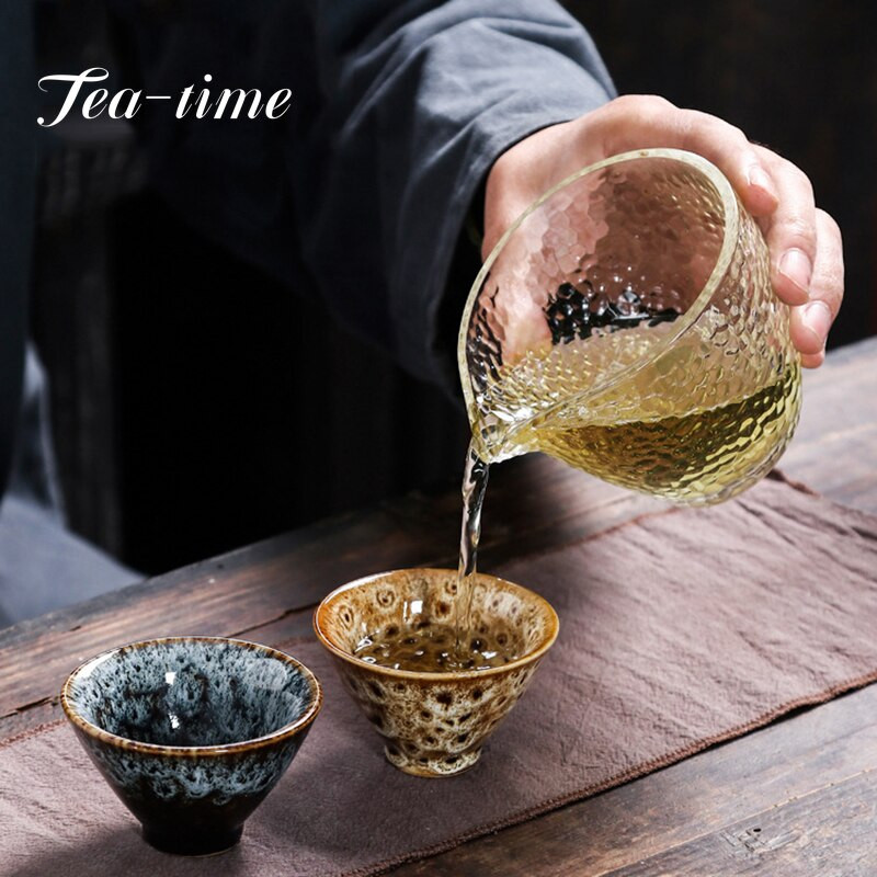 Ceașcă de ceai din ceramică pentru schimbarea cuptorului, 60 ml, glazură Temmoku, porțelan multicolor, cești de kung fu, ceramică, ceașcă maestru japonez, veselă pentru băuturi