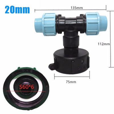 2021 Új, 20/25/32 mm-es, 1/4"-es vízcsőcsatlakozó kerti gyeptömlő IBC-adapter pólócsap szerelőszerszám IBC víztartályokhoz