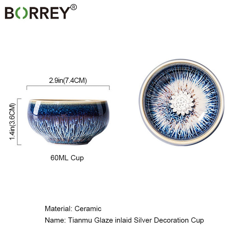 BORREY 60 ml kínai Jianzhan teáscsésze Kung Fu kis teáscsésze kerámia színváltó csésze porcelán teás edény Latte konyhai ital