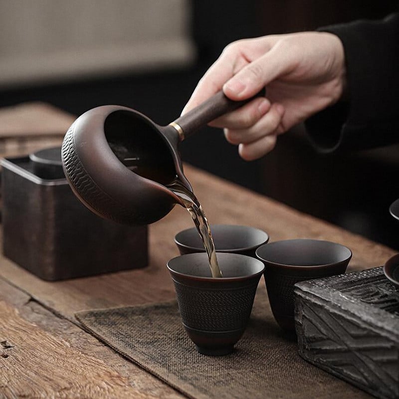 Pinny Purple Pottery Vintage Cha Hai Retro keramika Matine Fair Cup Kinų Kung Fu Gėrimų indai Jump Knife Process Arbatos paslauga