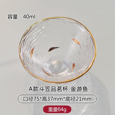 Arany üveg teástál csésze Glod kerettel japán stílusú Hand Hammer Kung Fu tartozékok Zöld Puer teáscsészék teáskészlet