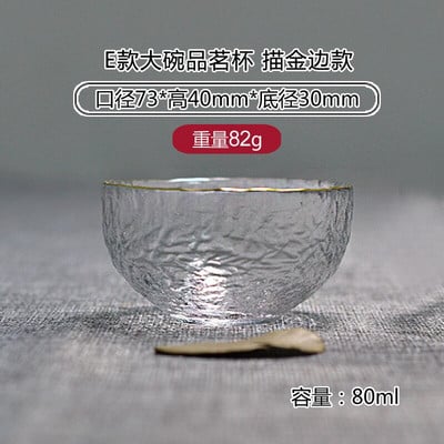 Arany üveg teástál csésze Glod kerettel japán stílusú Hand Hammer Kung Fu tartozékok Zöld Puer teáscsészék teáskészlet