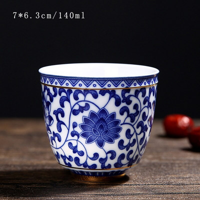 140 ml-es kék-fehér porcelán teáscsésze kínai Jingdezhen kis teástál aranysávos kerámia teáscsésze kávés boros bögre Italkészlet
