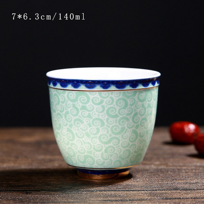 140 ml-es kék-fehér porcelán teáscsésze kínai Jingdezhen kis teástál aranysávos kerámia teáscsésze kávés boros bögre Italkészlet