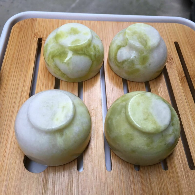 2 buc. ceașcă de ceai din jad natural, rafinat sculptat manual, bol de ceai din piatră de jad autentic, ceașcă pentru sănătate, veselă de ceai Gongfu