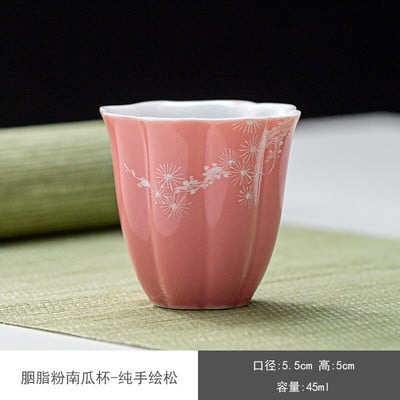 Boutique Pure kézzel festett Plum Blossom Art Tea csésze Rouge Powder Női Személyes Master Cup Háztartási Kung Fu Tea Kiegészítők