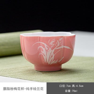 Boutique Pure kézzel festett Plum Blossom Art Tea csésze Rouge Powder Női Személyes Master Cup Háztartási Kung Fu Tea Kiegészítők