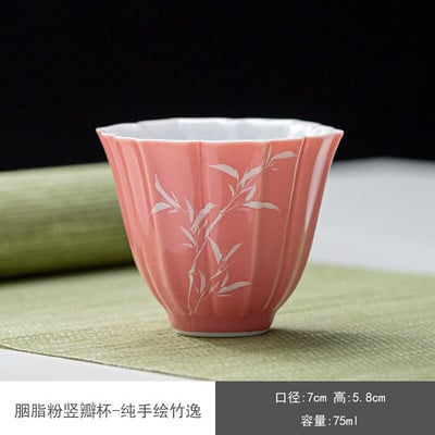 Boutique Pure kézzel festett Plum Blossom Art Tea csésze Rouge Powder Női Személyes Master Cup Háztartási Kung Fu Tea Kiegészítők