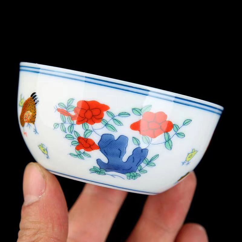 45ml/110ml csirketál csésze kék-fehér Jingdezhen teáscsésze egykerámia, kézzel készített Daming Dehua antik játszó kungfu teáskészlet