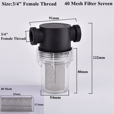 1/2 3/4 1 inch 40 ~ 80 ochiuri filtru ecran Filtru de udare de grădină Filtru de irigare iaz Filtru de irigare pentru acvariu rezervor de pește sitor pompă de apă 1 buc