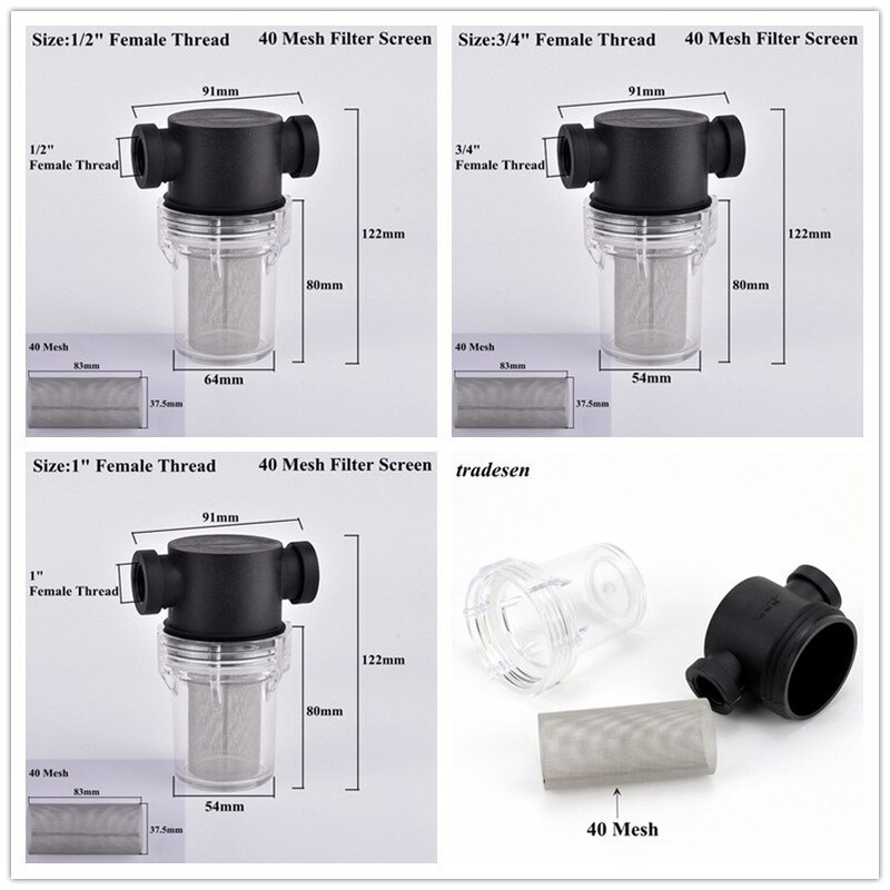 1/2 3/4 1 inch 40 ~ 80 ochiuri filtru ecran Filtru de udare de grădină Filtru de irigare iaz Filtru de irigare pentru acvariu rezervor de pește sitor pompă de apă 1 buc