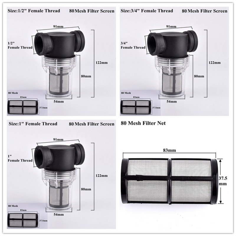 1/2 3/4 1 inch 40 ~ 80 ochiuri filtru ecran Filtru de udare de grădină Filtru de irigare iaz Filtru de irigare pentru acvariu rezervor de pește sitor pompă de apă 1 buc