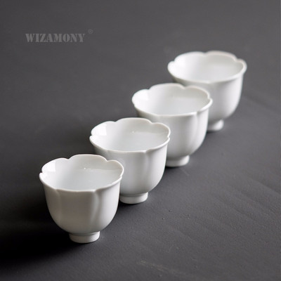 WIZAMONY Drinkware Σετ τσαγιού φλιτζάνι τσαγιού Λευκό κεραμικό Κινέζικο Κουνγκ Φου Celadon Φλιτζάνι λουλούδι πορσελάνινο μπολ με καπέλο Celadon