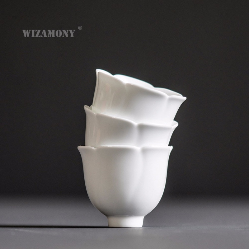 WIZAMONY Vase de ceai Set de ceai din ceramică albă din China Kung Fu Celadon Floare ceașcă de porțelan Palarie Celadon