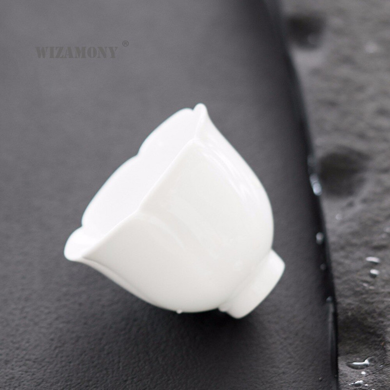 WIZAMONY Vase de ceai Set de ceai din ceramică albă din China Kung Fu Celadon Floare ceașcă de porțelan Palarie Celadon