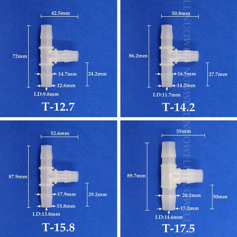 200~5db 1,6-15,8mm PP tömlő póló csatlakozó akváriumi akvárium tömlőszerelvények légszivattyú levegőztető kerti vízcsatlakozók