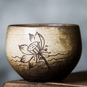 3 Stílus / tétel Kézi Gravírozás Kerámia Japán bor Víz csésze Tea csésze készlet Teásszertartás Teaceremónia Kávésbögrék Kínai teáscsésze