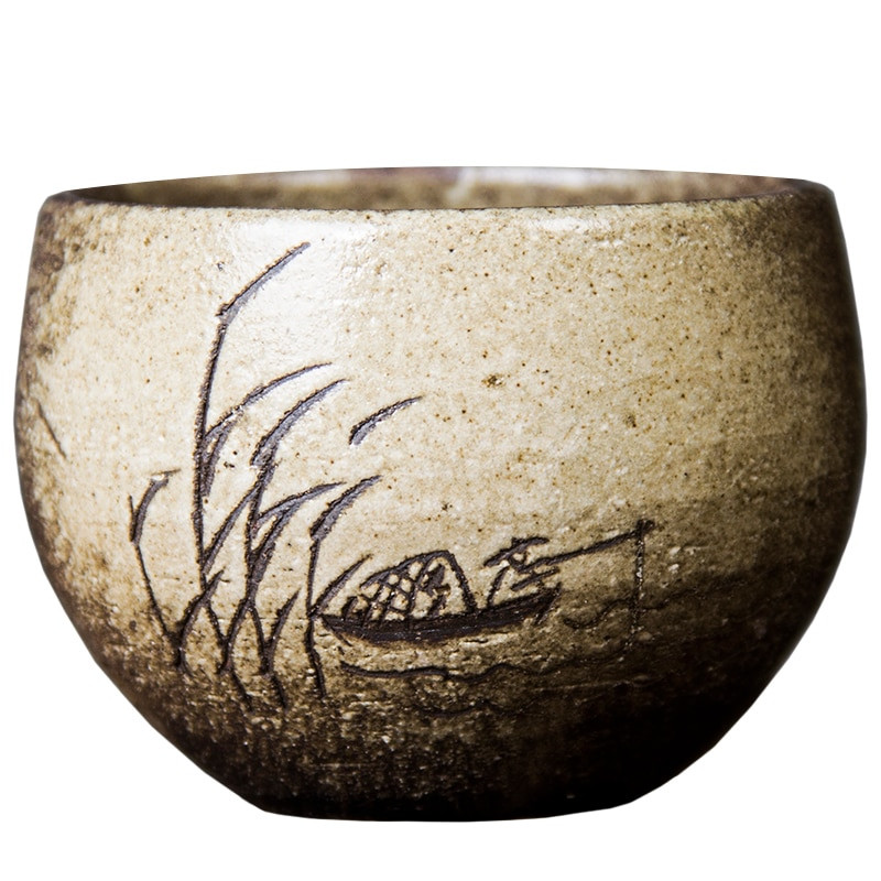 3 Stílus / tétel Kézi Gravírozás Kerámia Japán bor Víz csésze Tea csésze készlet Teásszertartás Teaceremónia Kávésbögrék Kínai teáscsésze