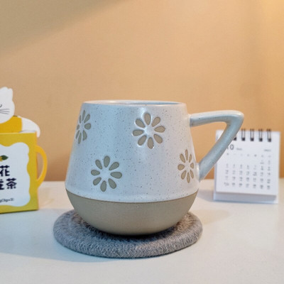 Cești de cafea din gresie în stil japonez, creativitate, cană de ceai retro, ceai, ceai de mare valoare, realizată manual, din ceramică.