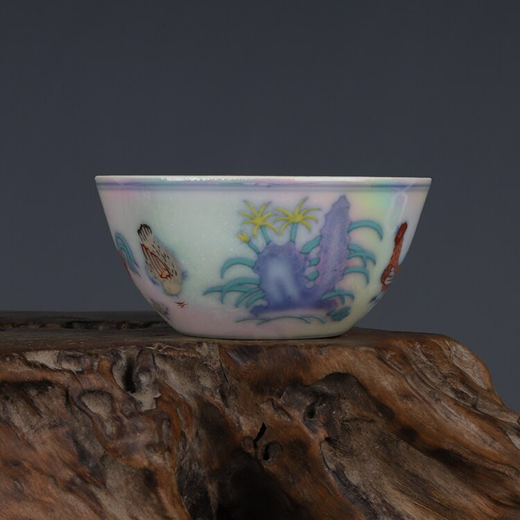 Chenghua Doucai Pearl Glaze Chicken Cup Antik Gyűjtemény Dísz