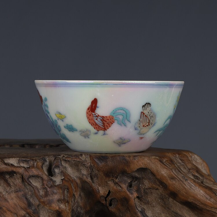 Chenghua Doucai Pearl Glaze Chicken Cup Antik Gyűjtemény Dísz