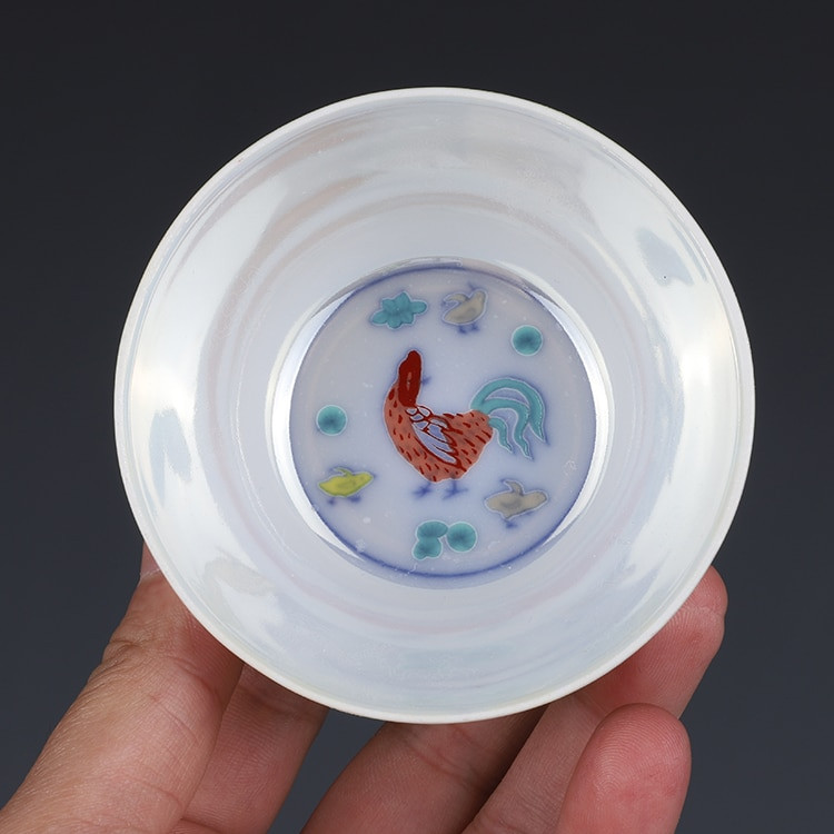 Chenghua Doucai Pearl Glaze Chicken Cup Antik Gyűjtemény Dísz