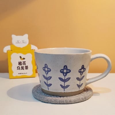 Japán stílusú kőedény kávéscsészék Kreativitás Kézzel készített Retro teás bögre Nagy értékű, kézzel készített kerámia bögre Kávéedény 300Ml