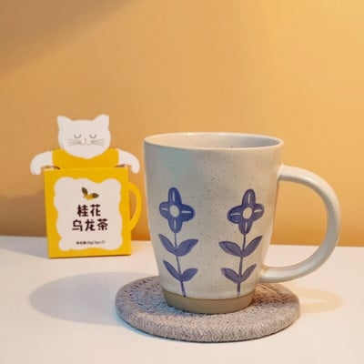 Japán stílusú kőedény kávéscsészék Kreativitás Kézzel készített Retro teás bögre Nagy értékű, kézzel készített kerámia bögre Kávéedény 300Ml