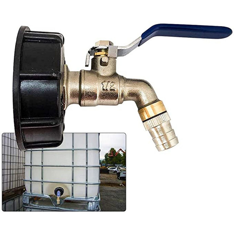 S60X6 1/2" IBC Адаптер за резервоар Градински маркуч Кран Съединител за маркуч за резервоар за вода Кран Резервен конектор Фитинг Клапан Градински консумативи
