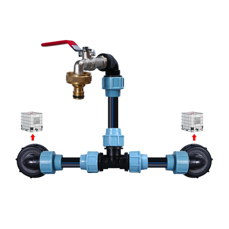 20 mm 25 mm 32 mm PE trišakiai jungtys Vamzdžių sąsaja 3 krypčių jungtys Vandentiekio jungiamosios detalės Namų sodo IBC vandens bako adapteris