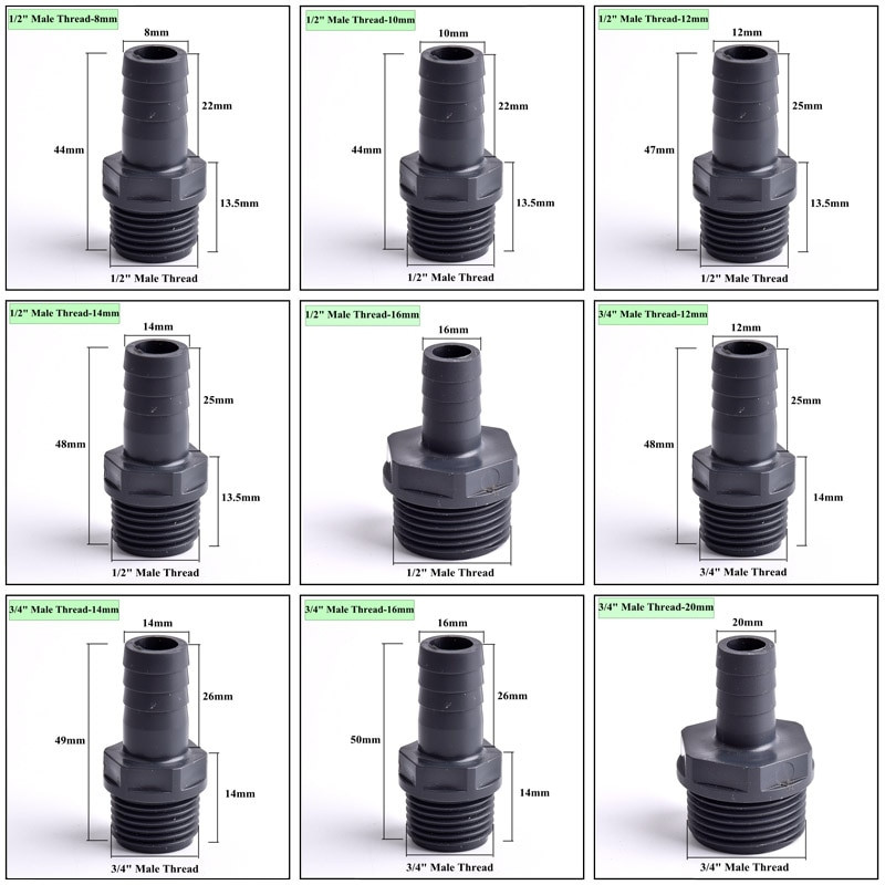 1-20db külső átmérőjű 8-20 mm-től 1/2"-3/4"-ig pagoda csatlakozó, kerti tömlőadapter öntözőcső lágy tömlőcsatlakozó-tartozékok