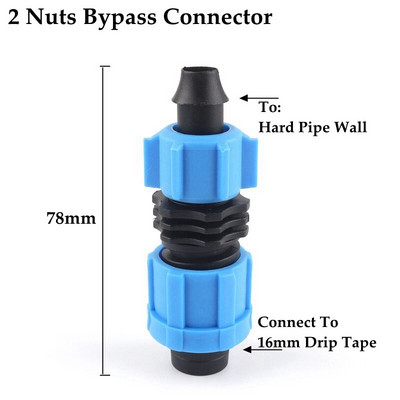 2 kom 16 mm Poljoprivreda Mikro navodnjavanje Drip Traka Konektori Cijevni priključci Zaključani navojem Više fiksni konektor vrtnog crijeva za vodu