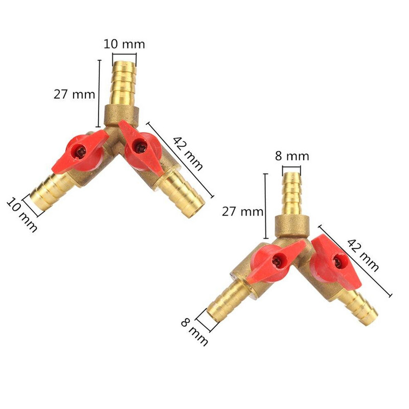 8mm 10mm szöges csatlakozó Y alakú sárgaréz szelep öntözővíz cső tömlő osztó szelep gázcső vízmelegítő vízszabályozó