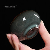 WIZAMONY 1 DB Kézzel készített Longquan celadon italos edény teaset teáscsésze teáskanna teáscsésze vas test Crackle Glaze kínai porcelán