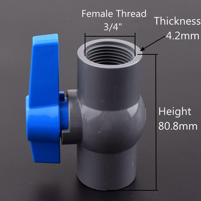 1db szürke PVC 1/2~2" női menetes golyóscsap Kert Mezőgazdaság Öntözés Vízellátás Akvárium Vízcső csatlakozók Szerelvények